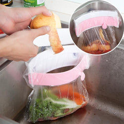 1 pc Kitchen Sink Trash Rack Strong Sucker Garbage Bag Holder Kitchen Trash Bracket Plastic Sink Clip-on Storage Rack