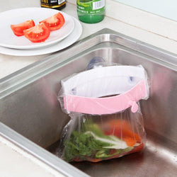 1 pc Kitchen Sink Trash Rack Strong Sucker Garbage Bag Holder Kitchen Trash Bracket Plastic Sink Clip-on Storage Rack