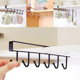 6 Hooks Storage Rack Shelf Storage Clothes Hanging Wardrobe Kitchen Organizer Cup Holder Glass Mug Holder