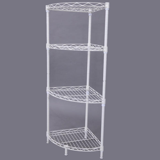 XM-243W Fan-shaped Carbon Steel Metal Assembly 4-Tier Storage Rack Ivory White