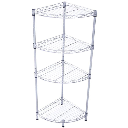 XM-243S Fan-shaped Carbon Steel Metal Assembly 4-Tier Storage Rack Silver Gray