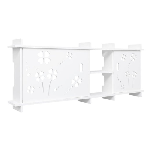 Wood-plastic Board Multi-functional Carved Overhead Storage Rack White