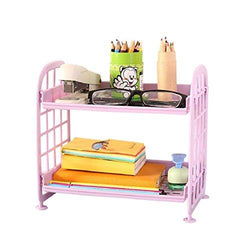 Naladoo Double Layer Desktop Storage Rack Organizer Cosmetic Stationery Storage Holder Bathroom Shelf Corner Storage for Kitchen Bathroom Office (Purple)