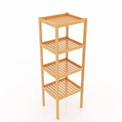 BATHWA Bamboo Bathroom Shelf 4-Tier Multifunctional Storage Standing Rack Shelving Unit Tower Free Organizer 43.7