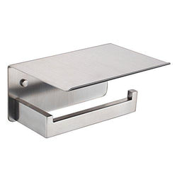 APLusee Toilet Paper Holder with Phone Shelf, SUS304 Stainless Steel Modern Kitchen Bathroom Accessories Tissue Holder Wet Wipes Storage Rack Paper Towel Dispenser (Brushed Nickel)