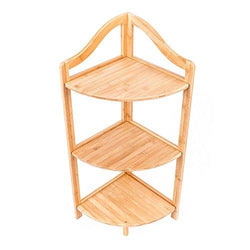 3 Tier Shelf Bamboo Corner Tower Rack Bathroom Storage Space Saver Bookcase