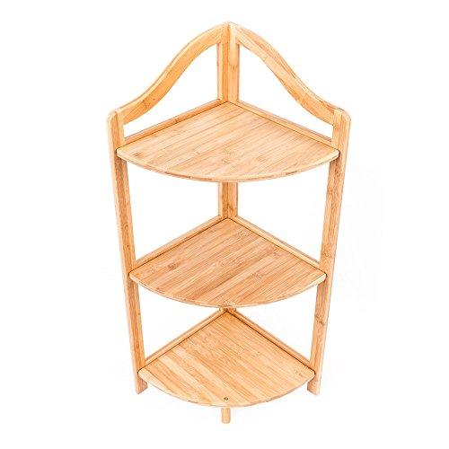 3 Tier Shelf Bamboo Corner Tower Rack Bathroom Storage Space Saver Bookcase