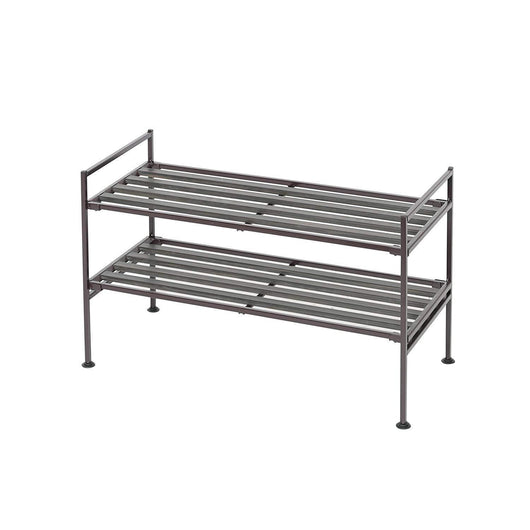 Seville Classics 2-Tier Stackable 6-Pair Woodgrain Resin Slat Shelf Sturdy Metal Frame Shoe Storage Rack Organizer, Perfect for Bedroom, Closet, Entryway, Dorm Room, Espresso, (2 Pack)
