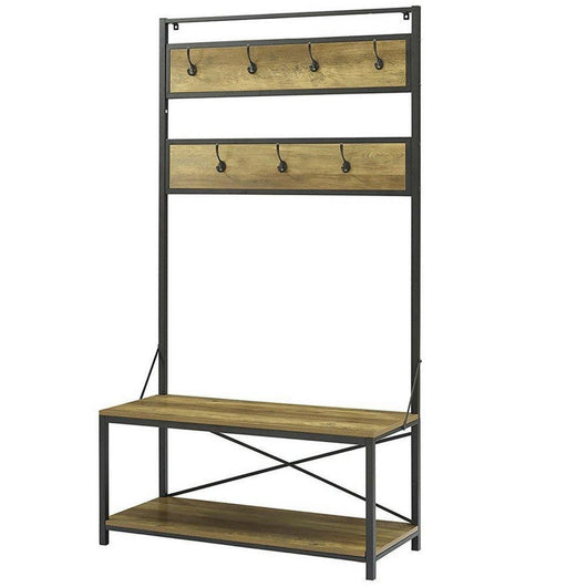 Wood Entryway Hall Tree With Bench Storage Rack Furniture Rustic Wooden ΜDF Free Standing Contemporary Foyer Metal Coat Rack Hanger Industrial Country Farmhouse Convenient Hangers And eBook By NAKSHOP