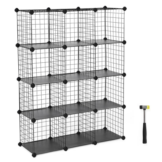 Modular Black Metal Wire Cube Storage ,12-Cubes
