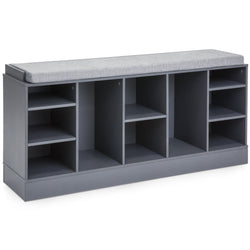 Shoe Storage Rack Bench w/ Padded Seat, 10 Cubbies