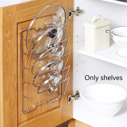 Pot Covers Holding Storage Rack Save Space Pan Lid Holder Rustproof Metal Durable Easy Install