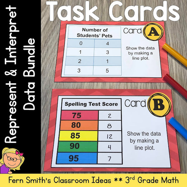 Perfect for Third Grade - 3rd Grade Math Represent and Interpret Data Task Cards Bundle!