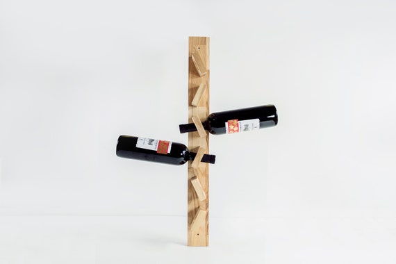 Wood wine rack, Rustic wine rack, Wine lover gift, Wine racks, Wooden bottle holder by PromiDesign