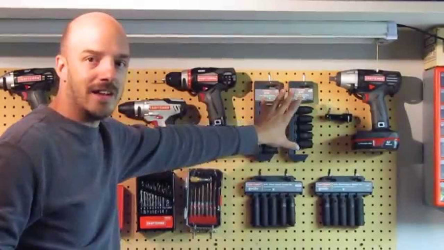 Organizing tools on pegboard