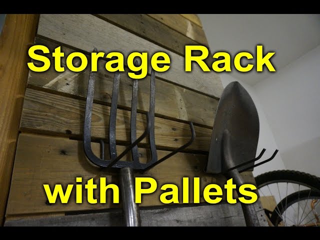 Here is a super simple storage idea for your garage using pallet wood and a 1/4" steel bar