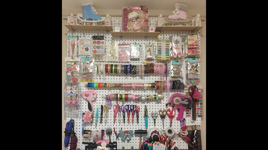 I recently added this pegboard to my craft room, I secured 2 panels which measures 2ft x 4 ft each to a wood frame and it is also supported by the two wooden ...