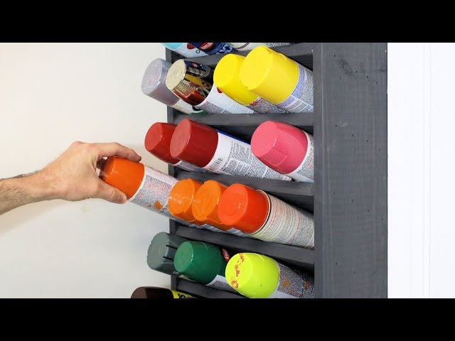 Spray Paint Can Holder Storage Rack We have a bunch of spray paint cans in our garage and needed a good place to store them