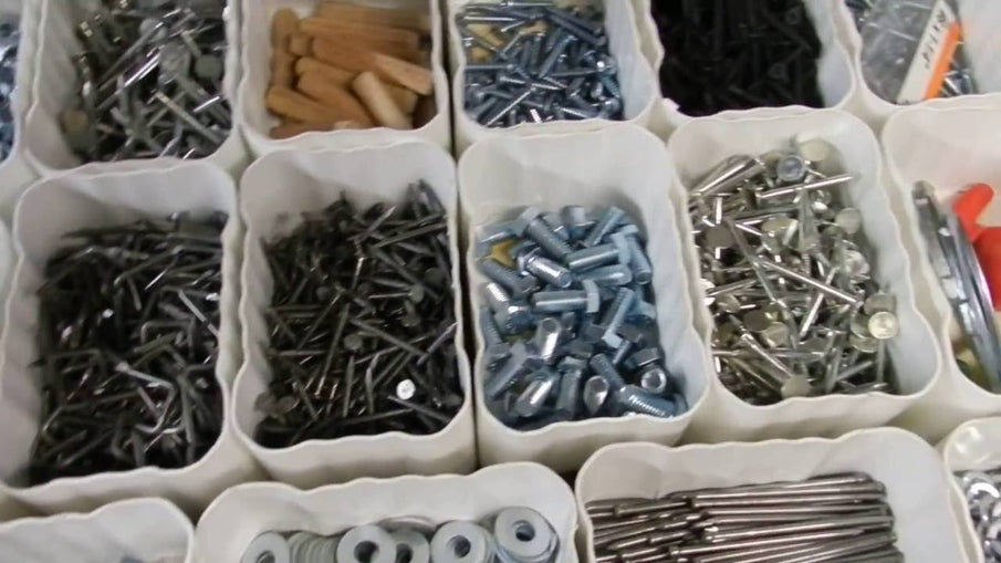 I made this video to show how to make hardware organizers using PVC downspout and scrap plywood