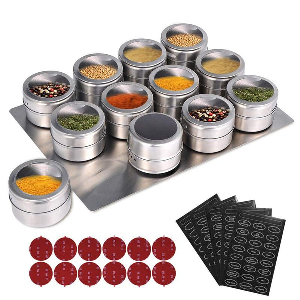 Magnetic Stainless Steel Seasoning Spice Jar Set
