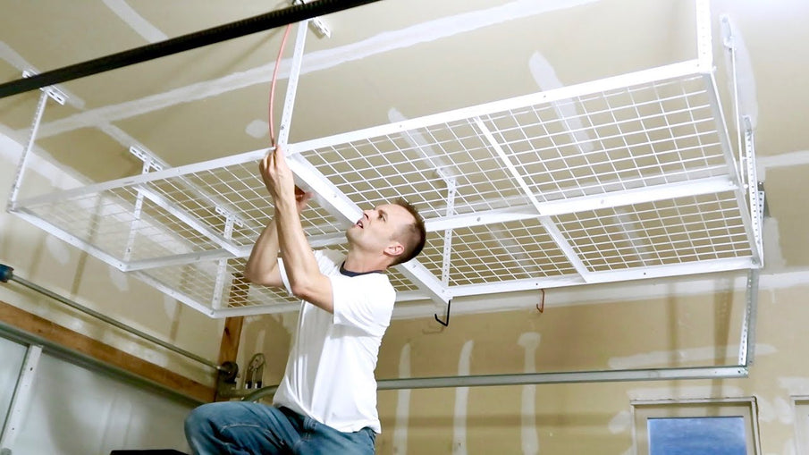 How to install a Overhead Garage Storage Rack - CEILING MOUNT SHELF by AdamDIY (4 years ago)