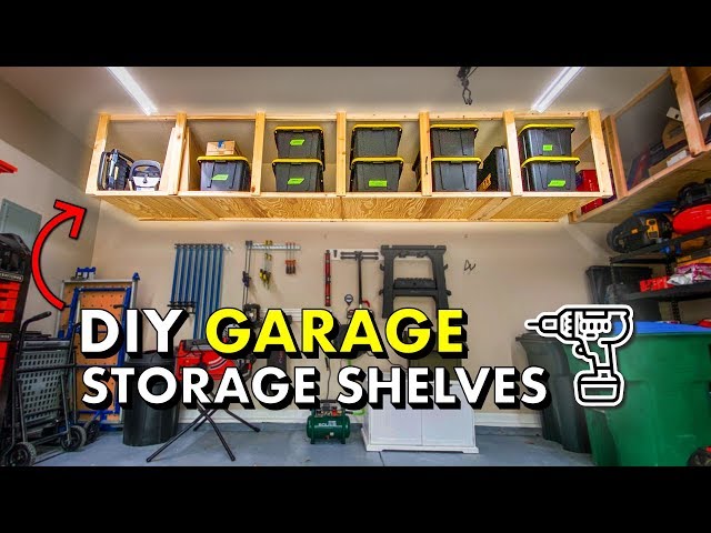 Learn how to build simple, cheap garage storage shelves that use the wasted space above your garage door! Reclaim your garage with this easy weekend ...