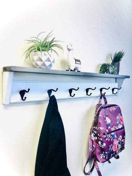 Wooden Coat Rack with Shelf,  Entryway Shelf with Hooks, entryway organizer by NativeRange