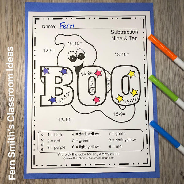 Grab These Adorable Trending Halloween Addition and Subtraction Color By Number Printable for Your Class Today!