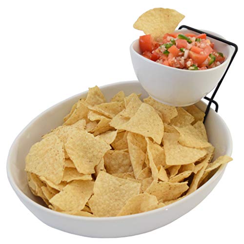 2 Tier Chip and Dip Serving Set- Snack Serving Tray- Salad Bowl Serveware Set For Parties