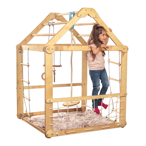 Goodevas Indoor Wooden Playhouse with Swings