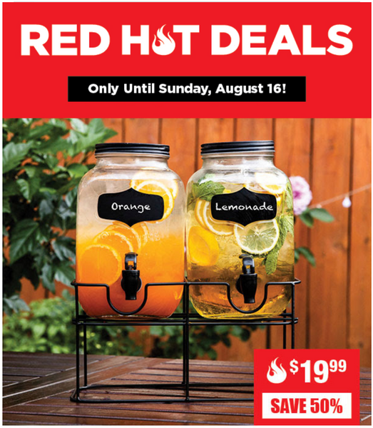 Kitchen Stuff Plus Canada Red Hot Deals: Save 50% on Oldtyme ‘Chalkboard’ Beverage Dispenser Stand – Set of 2 + More Deals