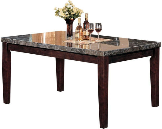 Acme 07058 Danville Dining Table Black Faux Marble Top and Walnut
