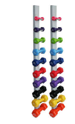CanDoå¨ vinyl coated dumbbell - 20 Piece Set with Wall Rack - 2 each 1, 2, 3, 4, 5, 6, 7, 8, 9, 10