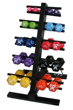 CanDoå¨ vinyl coated dumbbell - 20 Piece Set with Floor Rack - 2 each 1, 2, 3, 4, 5, 6, 7, 8, 9, 10