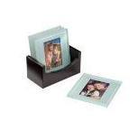 Cherished Accents Glass Photo Coasters, with Storage Rack