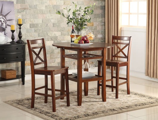 Acme 72535 Tartys Cherry 3 Pieces Counter Height Table Set