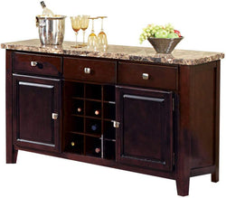 Acme Britney Brown Wood And White Marble Finish Dining Server
