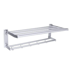 Double Wall Bathroom Towel Rail Mounted Holder Shelf Storage Rack Bar