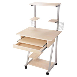 Mobile Computer Desk Tower Printer Shelf Laptop Rolling Table Study