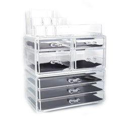 SF-1122-1 Cosmetics Storage Rack with 4 Small & 3 Large Drawers Transparent