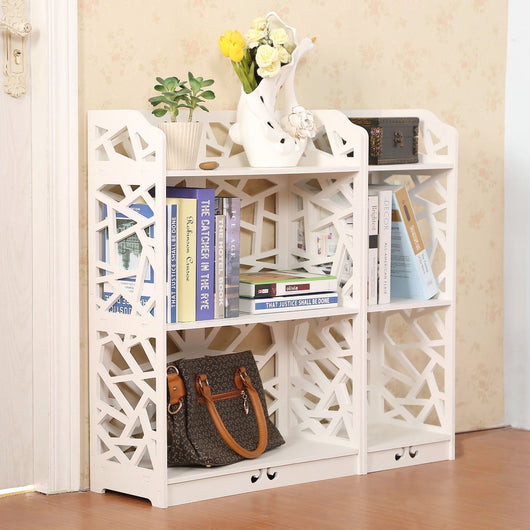Wood-plastic Board Two Tiers Combined Type Multifunctional Storage Rack White