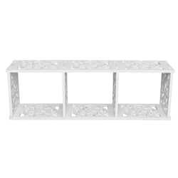 Wood-plastic Board Three lattices Carved Overhead Storage Rack White