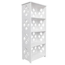 Wood-plastic Board Five Tiers Rhombus Lattice Storage Rack White