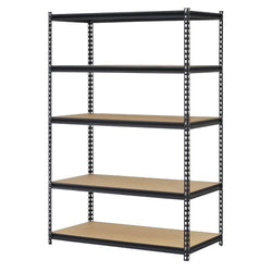110 x 45 x 180cm 5 Tiers Powder Coated Storage Rack Black