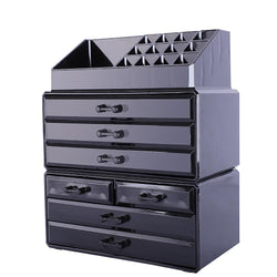 SF-1122-7 3Pcs/Set Plastic Cosmetics Storage Rack Transparent 5 Large & 2 Small Drawers Black
