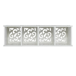 Wood Plastic Board Four Lattices Carved Overhead Storage Rack White