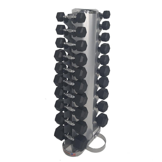 1-10kg Rubber Hexagonal Dumbbell Set w/ Rack