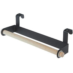 ZHU YU CHUN Kitchen Roll Paper Storage Rack, Metal Towel Hanger Holder Under Cabinet Door, Black (Pack of 2)