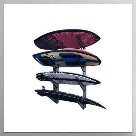 Ultimate Board Sports Wall Mount Storage Rack, Heavy Duty Steel Board Stand, Rubber Padded Fingers, Store & Display Up to 4 Surfboards, Wakeboards, Snowboards, Skiis, Longboards & More