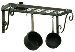 Enclume Decor Bookshelf Wall Pot Rack, Hammered Steel